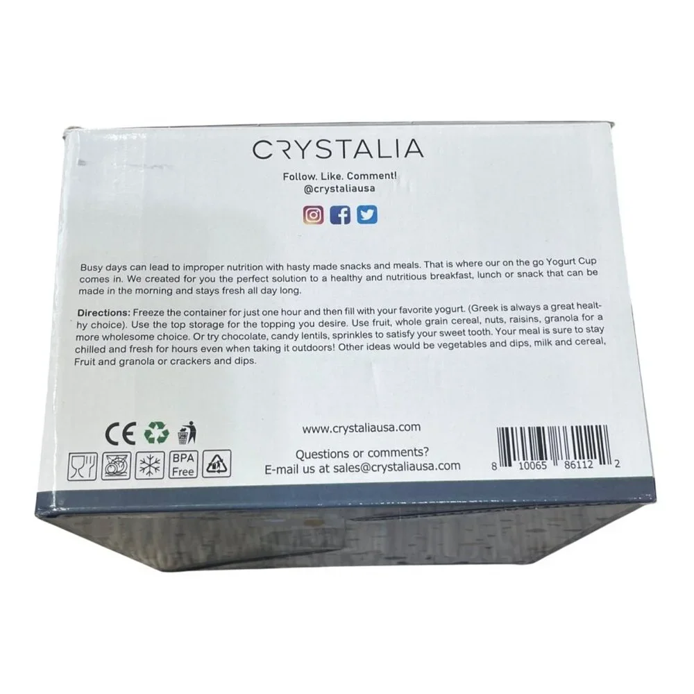 New CRYSTALIA, Colorful Set of 4 Cups Take and Go Yogurt Cup Topping Container